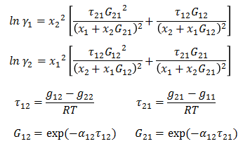 NRTL Model Equations